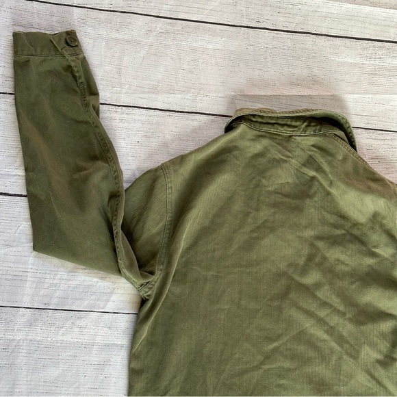 TopShop army green button jacket distressed shacket size 4 small - Picture 10 of 11
